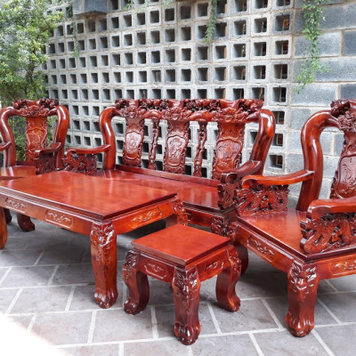 Bộ bàn ghế salon gỗ Tràm Tay 12 Đỉnh Hổ Phù 