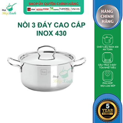 Nồi Inox bếp từ 3 Đáy Nắp Inox Fivestar Tặng 1 Muỗng Canh SW