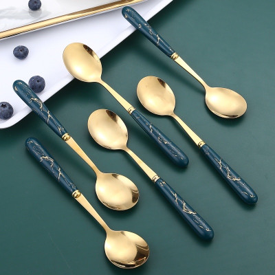Hộp 5 muỗng vân đá inox sang trọng , muỗng ăn decor trang trí bàn ăn