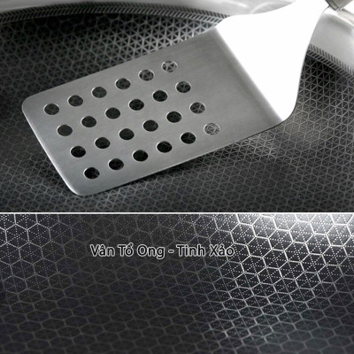 [Loại Tốt] Chảo Inox KhoNCC Hàng Chính Hãng - Vân Tổ Ong 32cm Sâu Lòng 9cm Cực Kỳ Chắc Chắn - KLVQ-4713-CHAO