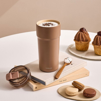 Ly giữ nhiệt phủ sứ Metro Cafe Tumbler LocknLock 650ml LHC4359, Hàng chính hãng, nắp lật - JoyMall