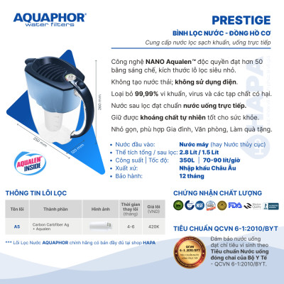 Bình Lọc Nước Uống AQUAPHOR Prestige, Provance (Provence) BPA Free - Hàng Chính Hãng, Nhập khẩu Châu Âu