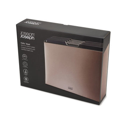 Joseph Joseph - Bộ thớt cao cấp Folio Steel 4-piece Chopping Board Set Rose-Gold 001211