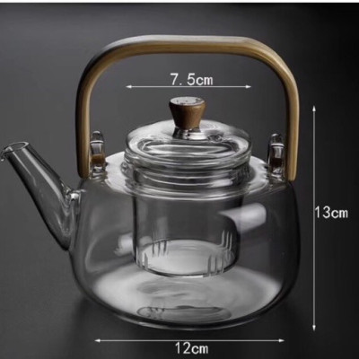 ẤM PHA TRÀ THỦY TINH CRYSTAN CÓ LÕI LỌC TRƠN QUAI GỖ - ANTH441