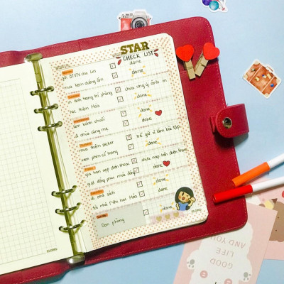 Sổ Klong Caro/Dot Grid Kẹp còng A5 - 100 tờ Giấy siêu dày; Klong MS: 994