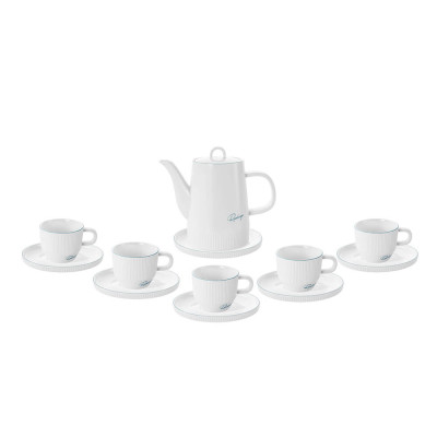 Bộ trà 1,2L bằng sứ (1 ấm, 6 chén, 7 đĩa) EL0216