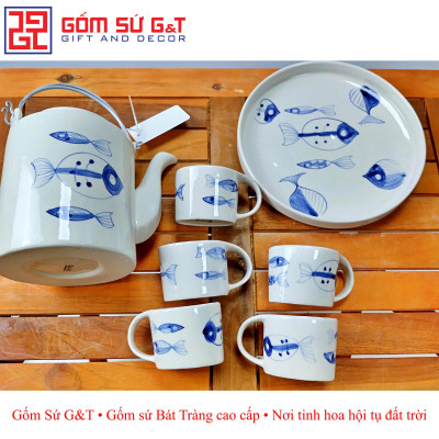 Bộ tích trà vẽ xương cá Gốm Sứ G&T