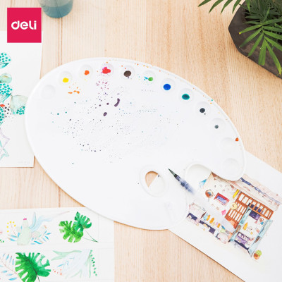 Khay pha màu 3 / 12 ngăn Deli - Có lỗ xỏ tay - 1 khay- 3 ngăn / 12 ngăn - 68301 / 68300