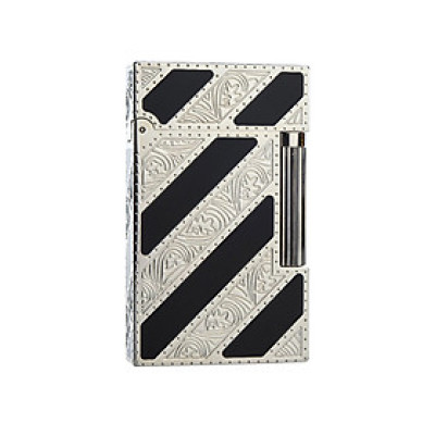 Vỏ Hột Quẹt Bật Lửa D upont D42T Họa Tiết Hoa Lá Sơn Mài Nền Đen Trắng Đối Nhau - Dùng Gas Đá Cao Cấp