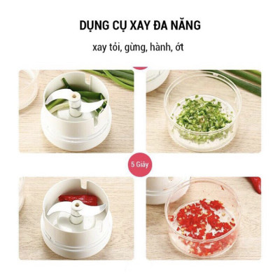 Máy Xay Tỏi Ớt Cầm Tay Mini - Dụng Cụ Xay Tỏi, Ớt Dây Rút Tiện Lợi