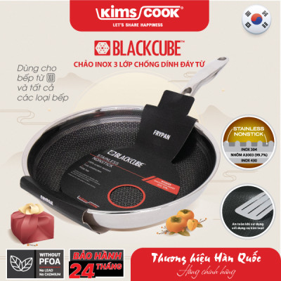 [GIÁ SỐC] CHẢO KHẮC VÂN BLACK CUBE Kims Cook B120C - Chống dính và trầy xước - Chất lượng cao - Dùng cho mọi loại bếp