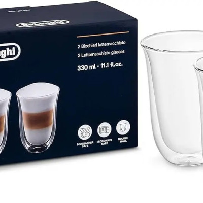 [Hàng chính hãng] Bộ 2 ly thủy tinh Latte, Macchiato DeLonghi (330ml)