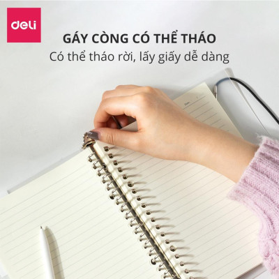 Sổ còng sắt B5 Deli file nhựa có kèm dây rút 120 trang