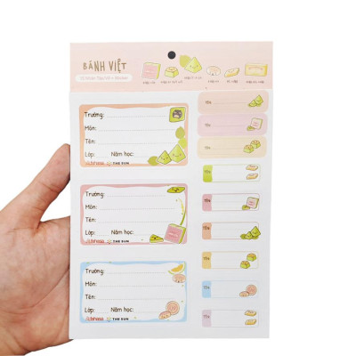 Nhãn Vở Bánh Việt 3 Ô Kèm Sticker - The Sun (15 Nhãn)