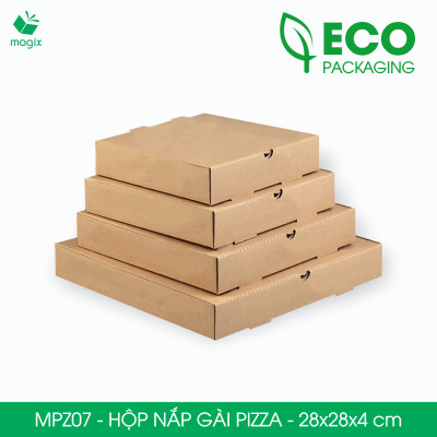 MPZ07 - 28x28x4 cm - 60 Hộp nắp gài pizza đa dụng - Hộp nắp gập, hộp carton gói hàng, hộp quà