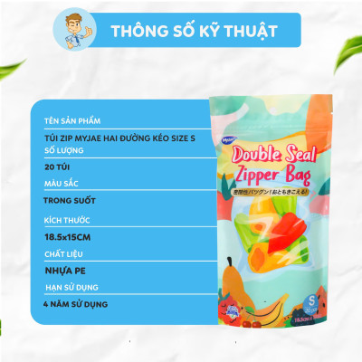 Túi Zip Đựng Thực Phẩm MyJae size S (20 cái)