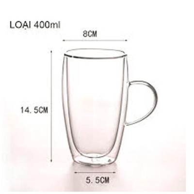 Ly thuỷ tinh 2 lớp có quai 250-350-450ml