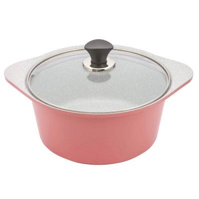 Nồi đúc chống dính Ceramic vân đá đáy từ Green Cook GCS02 Hồng Pastel 