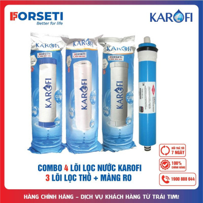 Combo 3 lõi lọc thô + 1 màng RO Karofi - Hàng Chính Hãng