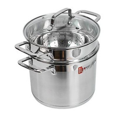 Bộ nồi xửng hấp Inox 304 Elmich EL3361 26cm nắp kính dùng bếp từ - Hàng chính hãng