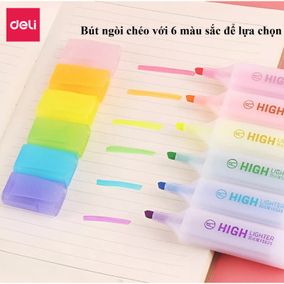 Bút highlight nhấn dòng dạ quang Deli - Cam/ Vàng/ Xanh Lá/ Hồng/ Xanh Dương - S625