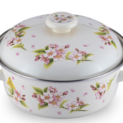 Nồi tráng men FUJIHORO 20cm, 2.3L ( Hoa văn Sakura ) SYM-22, Sử dụng bếp từ