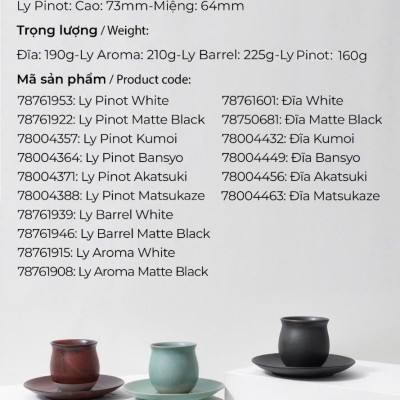 Ly sứ và đĩa uống trà cà phê Origami Flavor Cup 200ml