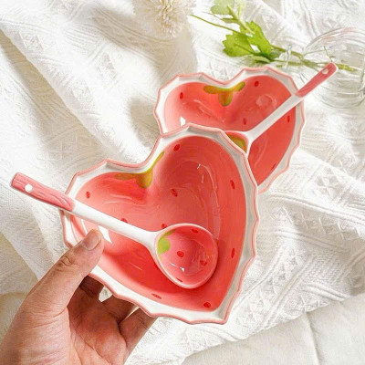 Chén Bát Sứ Hình Trái Tim Cao Cấp – Bát Sứ Kèm Thìa Trang Trí Decor Đẹp - HÀNG CHÍNH HÃNG MINIIN
