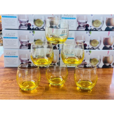 Bộ 6 ly thủy tinh chịu nhiệt cao cấp dùng uống nước hoặc rượu tây tròn trứng vàng
