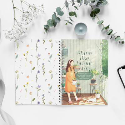 Sổ Tay Ghi Chép Lò Xo Shine Like Bright Star - Giấy Kẻ Ngang 160 Trang, Khổ 13x19 cm