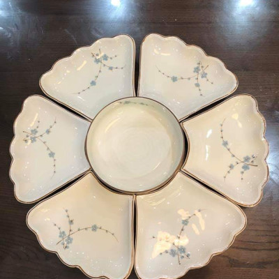 bộ đồ ăn hoa mặt trời gốm sứ Bát Tràng