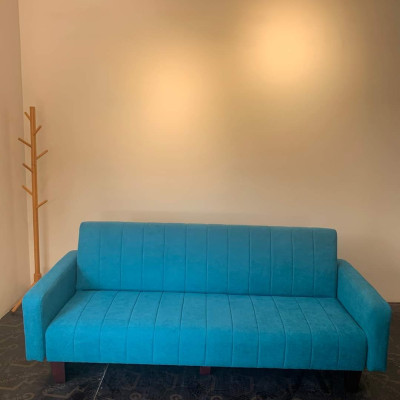Sofa bed giường Tundo vải nhung ngang 1m8 màu xanh
