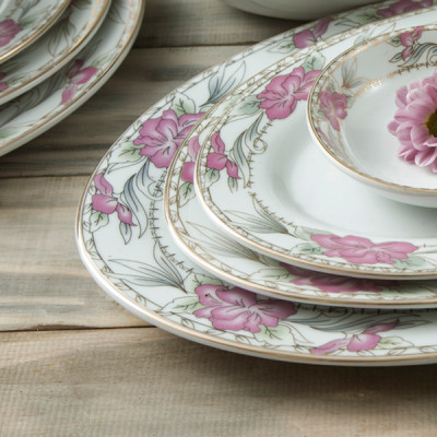 Đĩa sứ ,dĩa đựng đồ ăn đẹp, chén đĩa đẹp giá rẻ , Đĩa xoài decor hoa dây hồng Long Phương