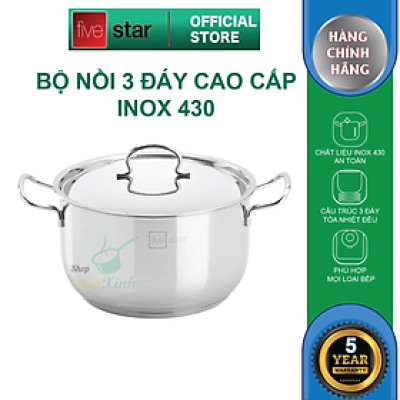 Nồi Fivestar Nắp Inox - Tặng 5 Muỗng Ăn Inox - Bạc