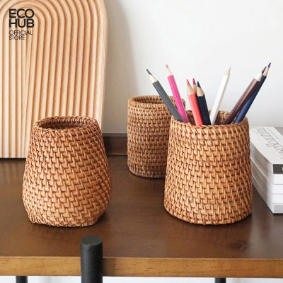 Cốc Mây Guột cắm Hoa khô / Văn phòng phẩm / Decor. 10x9cm (Rattan Utensil Holder)