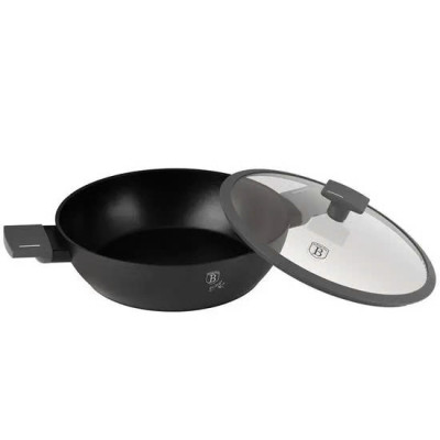 Nồi chảo 2 quai cầm có nắp Berlinger Haus BH/8128 28cm màu than đen-Anthracite Collection Hàng chính hãng
