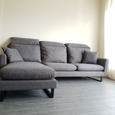 Sofa bed góc L Juno sofa màu xám, kem