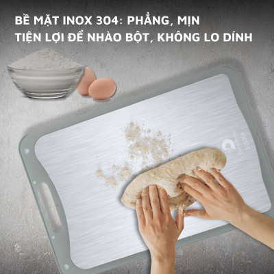 Thớt inox 304 và nhựa kháng khuẩn DandiHome cao cấp hai mặt 
