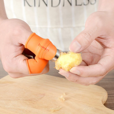 SET Dao Móng Tay Hái Rau Bóc Tỏi Bào Vỏ Củ Quả Kèm 5 Bao Silicon Bảo Vệ Ngón Tay Hamart