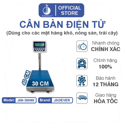 Cân Bàn Điện Tử JWI-3000W - Mặt Bàn Cân 300x400MM