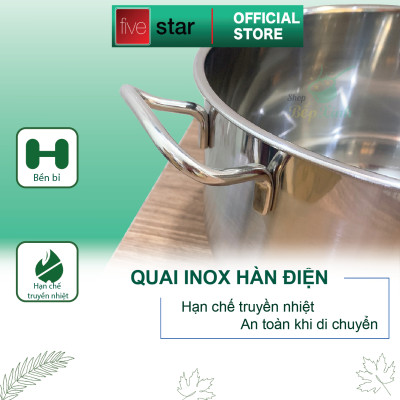 Nồi Fivestar Nắp Inox - Tặng 5 Muỗng Ăn Inox - Bạc