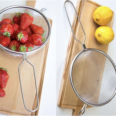 Combo vợt lọc thực phẩm inox Echo φ15cm + mút rửa xoong nồi 2 mặt thô/mịn - made in Japan