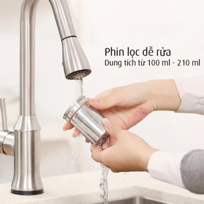 Bình ủ nhiệt iMat có phin lọc 1200ml màu xanh xám, ruột bình, phin lọc Inox 304
