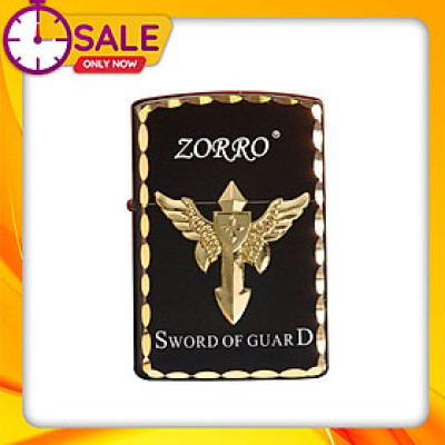 Vỏ Hột Quẹt Bật Lửa Xăng Đá  Zorro Z8667 Viền Gõ Búa Ốp Emblem Chủ Đề Sword Of Guard