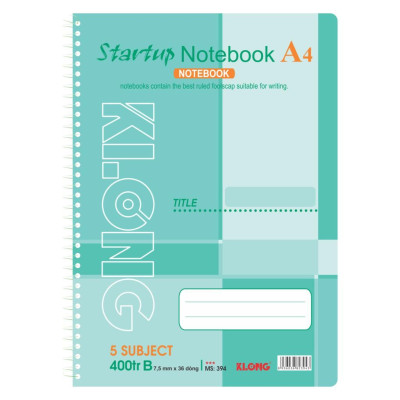 Sổ kẻ ngang lò xo đơn Startup KLONG A4 400 trang 58/92; MS: 394