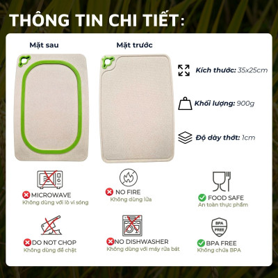 Thớt ricehusk DandiHome chống nấm mốc, an toàn sức khỏe