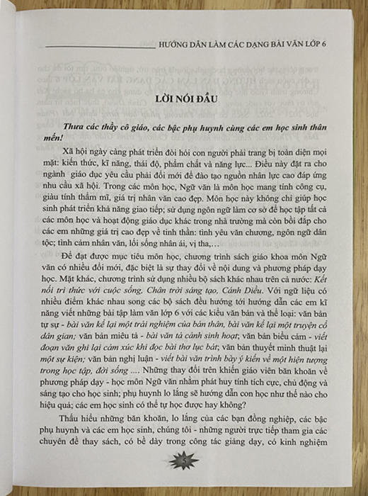 Hướng dẫn làm các dạng bài văn lớp 6 - Theo chương trình giáo dục phổ thông mới (Dùng chung cho cả ba bộ sách: Kết nối tri thức với cuộc sống - Chân trời sáng tạo - Cánh diều)