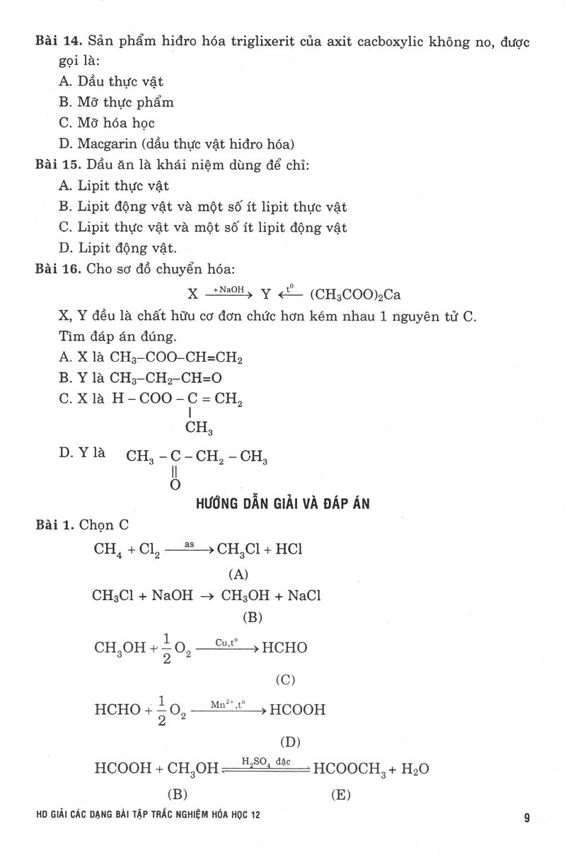 Hướng Dẫn Giải Các Dạng Bài Tập Trắc Nghiệm Hoá Học 12