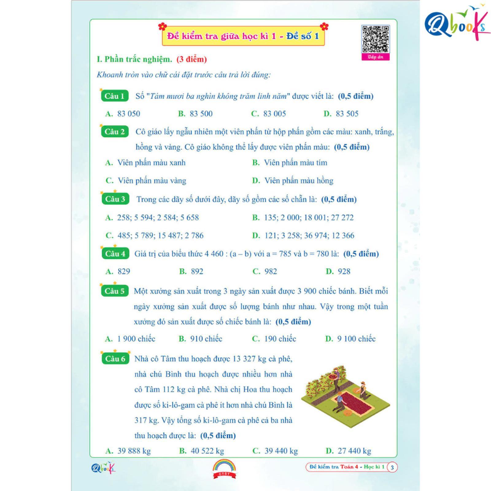 Đề Kiểm Tra Toán Lớp 4 - Chân Trời Sáng Tạo - Cả năm (1 cuốn) - Bản Quyền
