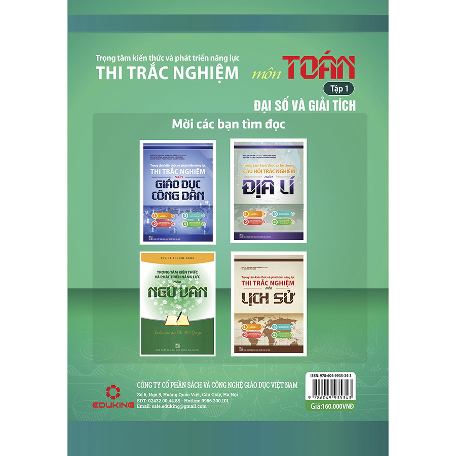Trọng Tâm Kiến Thức Và Phát Triển Năng Lực Thi Trắc Nghiệm Môn Toán Tập 1 ( Đại Số Và Giải Tích)